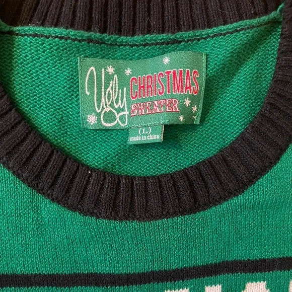 Ugly Christmas Sweater Green and Black Crewneck - Picture 3 of 4